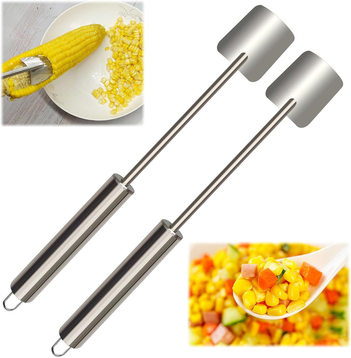 Corn stripper/kernel remover, suitable for Christmas, home kitchens, restaurant chefs, and outdoor picnic enthusiasts. Fast and safe. (Pack of 2)