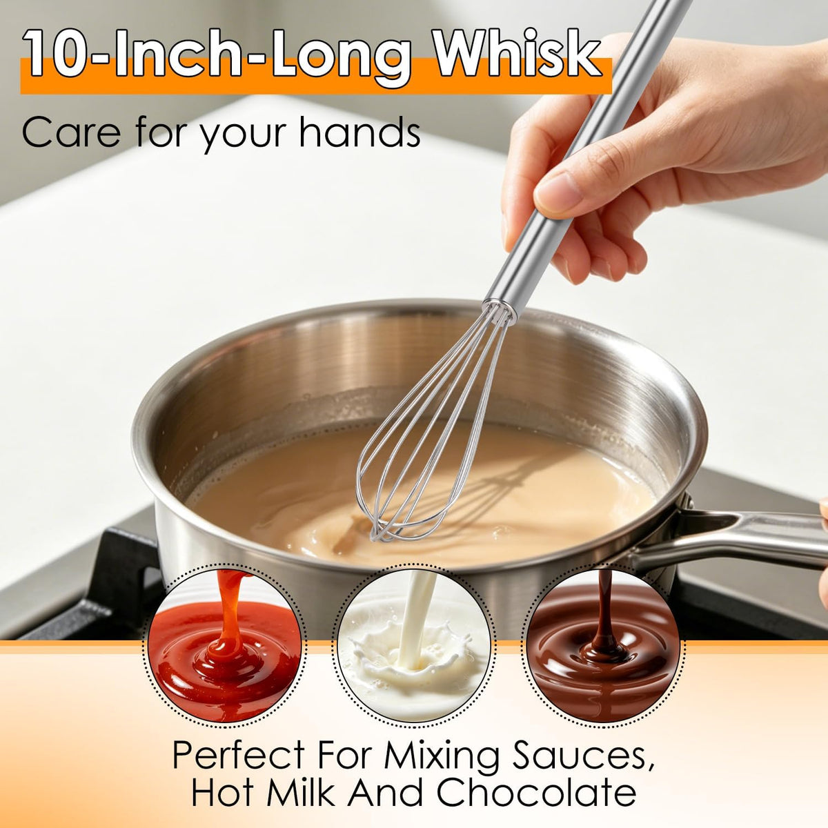 5 & 7 Inch Mini Whisks Anti-Rust 304 Stainless Steel Small Whisk for Cooking, Baking, Mixing Ingredients & Deep Containers