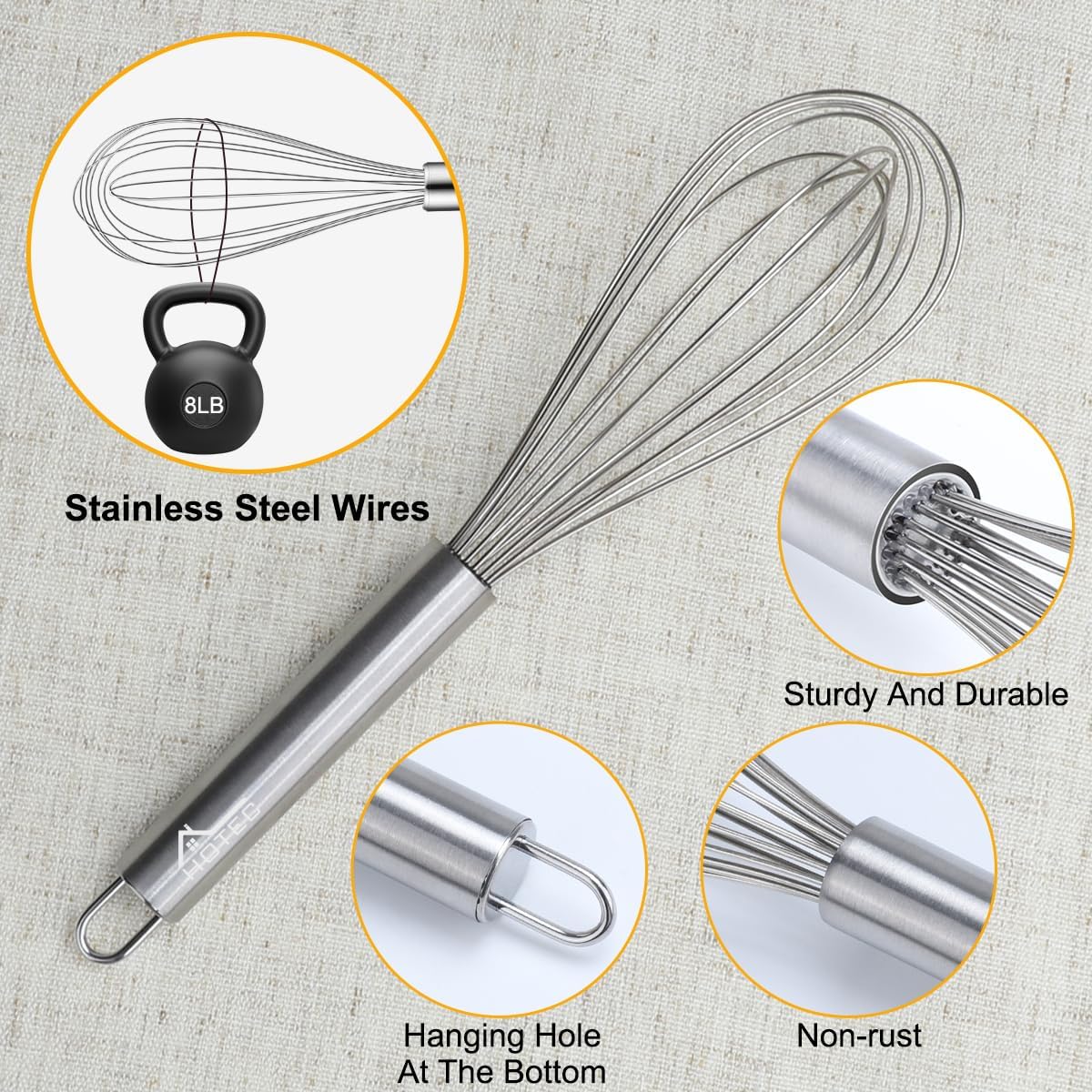 5 & 7 Inch Mini Whisks Anti-Rust 304 Stainless Steel Small Whisk for Cooking, Baking, Mixing Ingredients & Deep Containers