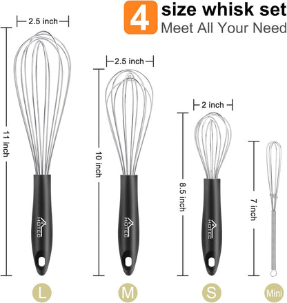 5 & 7 Inch Mini Whisks Anti-Rust 304 Stainless Steel Small Whisk for Cooking, Baking, Mixing Ingredients & Deep Containers