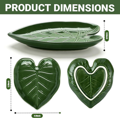 Cute Leaf Ceramic Spoon Rest for Stove Top and Kitchen Counter | Keeps Counters Clean • Green Kitchen Decor • Leaf Design • Kitchen Decor Gift