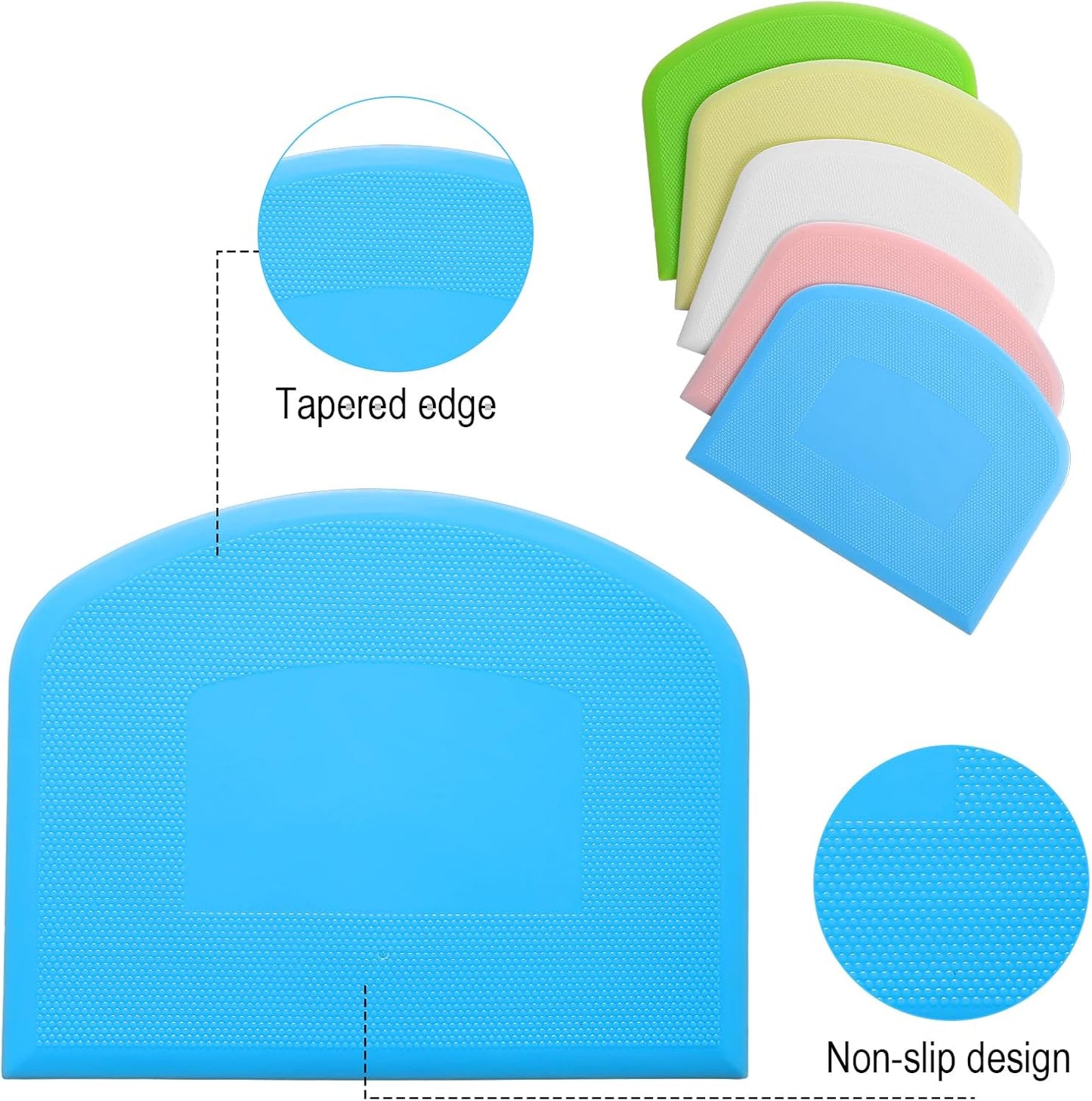 10 Pcs Plastic Bench Scraper for Baking - Bowl Dough Scraper for Bread Cutter - Multifunctional Kitchen food Scrapers Tool with Curved Edge, Cake Baking, Fondant Icing Smoother