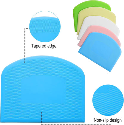 10 Pcs Plastic Bench Scraper for Baking - Bowl Dough Scraper for Bread Cutter - Multifunctional Kitchen food Scrapers Tool with Curved Edge, Cake Baking, Fondant Icing Smoother