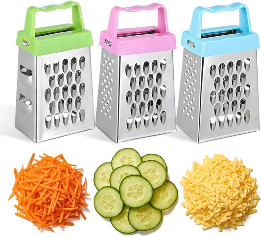 6-Pack Mini Cheese Grater Stainless Steel Hand Grater Box for Garlic Ginger Vegetables Slicing Shredding Non-Slip Handle 2.63 X 1.45 X 1.06 in