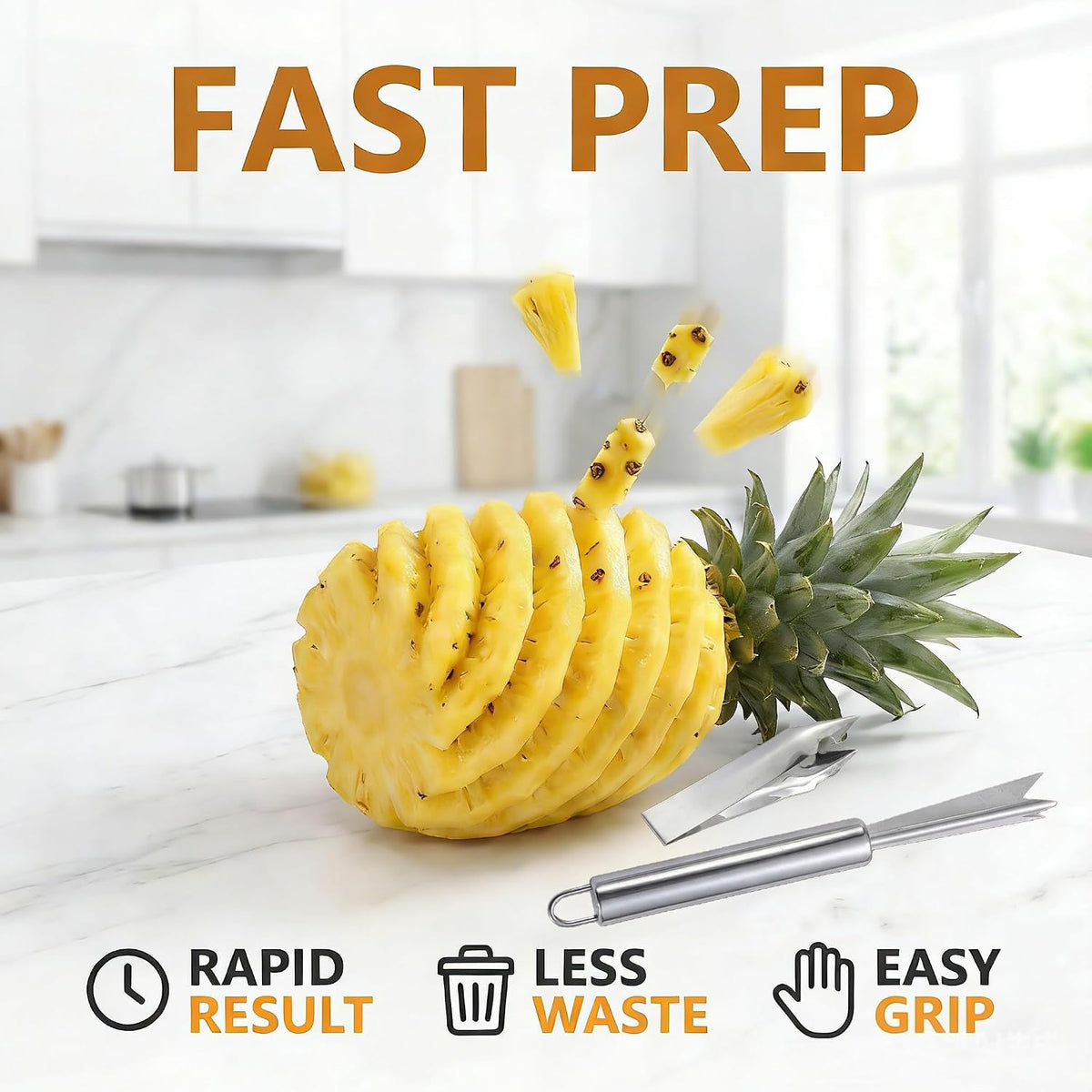 2Pcs Pineapple Eye Remover Tool Stainless Steel Peeler and Cutter Multifunctional Fruit Slicer Corer for Peel Peeler Pinapple Cut Kitchen Tools and Accessories