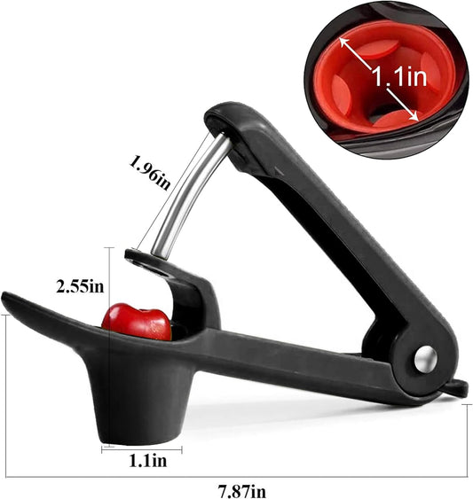 Cherry Pitter - Olive And Other Fruit Tools, Cherry Pitter With a Space-Saving Lock(BLACK)