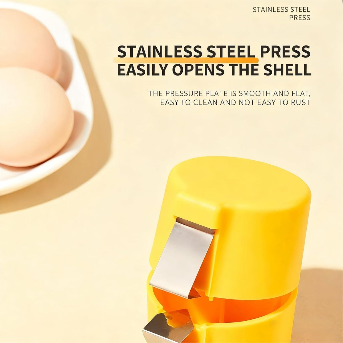 Premium PP Egg Shell Opener & Egg Cracker, Multifunctional Egg Peeler & Egg Opener Tool for Raw Eggs, Quick Clean Crack Egg Opener for Home Kitchen Gadgets (Yellow)