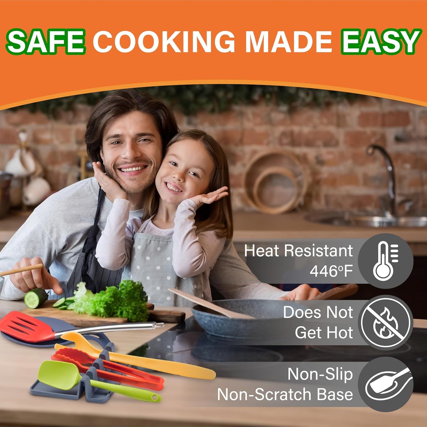 Silicone Spoon Rest for Stove Top, Set of 2, XL 9.2 Inch, DISHWASHER SAFE | NON-STICK Surface for Quick Cleanup, Non-Slip, Safe for Glass and Induction Cooktops, Raised Edges Catch Drips, Cool Gray