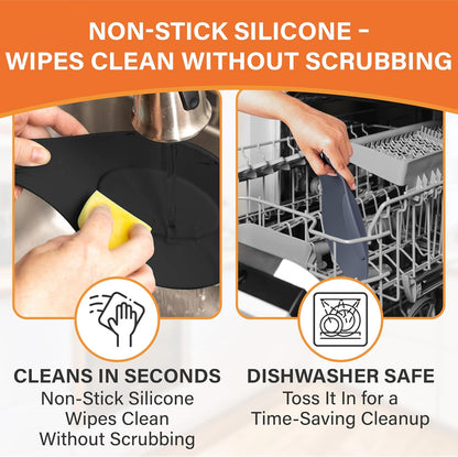 Silicone Spoon Rest for Stove Top, Set of 2, XL 9.2 Inch, DISHWASHER SAFE | NON-STICK Surface for Quick Cleanup, Non-Slip, Safe for Glass and Induction Cooktops, Raised Edges Catch Drips, Cool Gray
