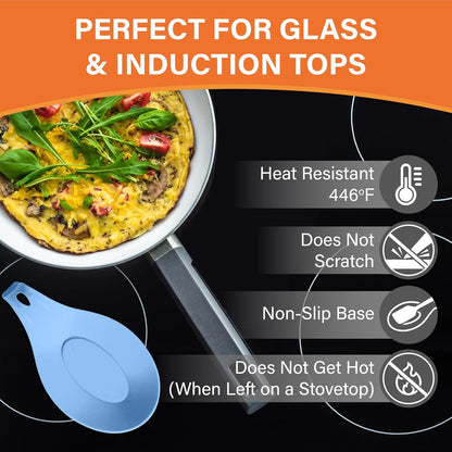 Silicone Spoon Rest for Stove Top, Set of 2, XL 9.2 Inch, DISHWASHER SAFE | NON-STICK Surface for Quick Cleanup, Non-Slip, Safe for Glass and Induction Cooktops, Raised Edges Catch Drips, Cool Gray