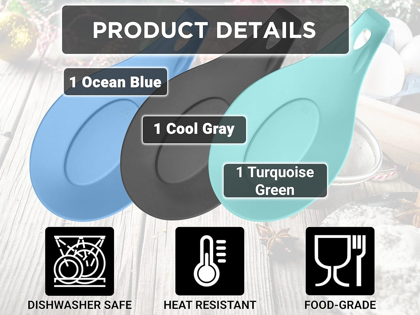 Silicone Spoon Rest for Stove Top, Set of 2, XL 9.2 Inch, DISHWASHER SAFE | NON-STICK Surface for Quick Cleanup, Non-Slip, Safe for Glass and Induction Cooktops, Raised Edges Catch Drips, Cool Gray