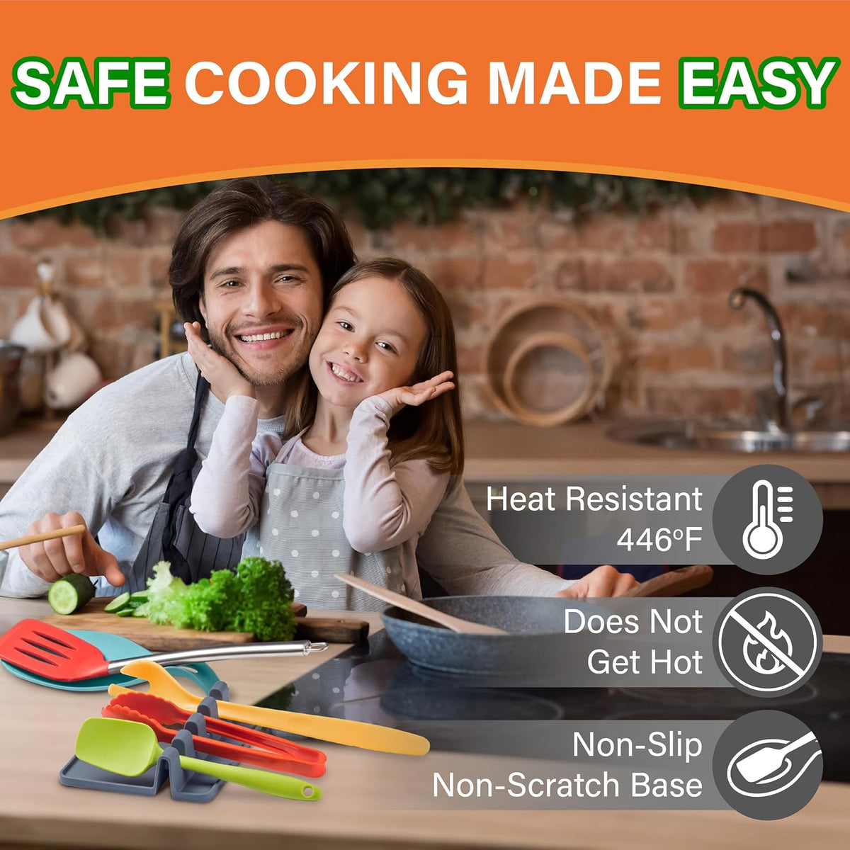 Silicone Spoon Rest for Stove Top, Set of 2, XL 9.2 Inch, DISHWASHER SAFE | NON-STICK Surface for Quick Cleanup, Non-Slip, Safe for Glass and Induction Cooktops, Raised Edges Catch Drips, Cool Gray