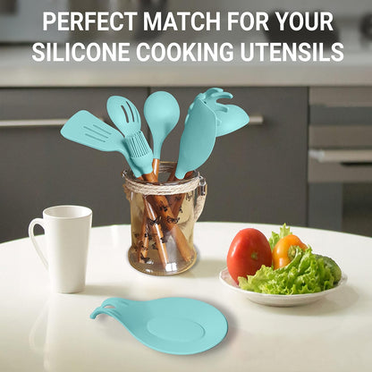 Silicone Spoon Rest for Stove Top, Set of 2, XL 9.2 Inch, DISHWASHER SAFE | NON-STICK Surface for Quick Cleanup, Non-Slip, Safe for Glass and Induction Cooktops, Raised Edges Catch Drips, Cool Gray