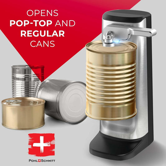 Electric Can Opener, Knife Sharpener & Bottle Opener | Easy Push Down Lever, Works with Standard And Pop-Top Cans, Durable Stainless Steel & ABS, Kitchen Essentials and Accessories