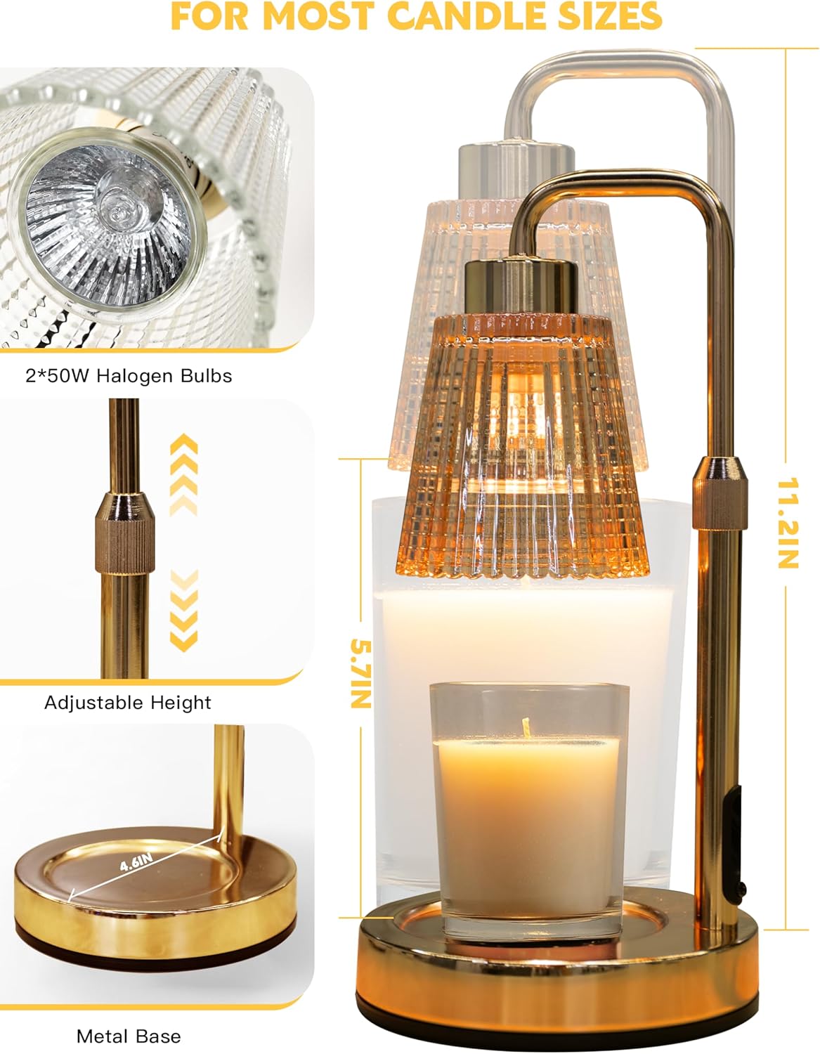 Candle Warmer Lamp with Cycle Timer, Birthday Gifts for Women Mom Her, House Warming Gifts New Home Room Decor, Wax Melt Warmer for Jar Candles with 2 Bulbs