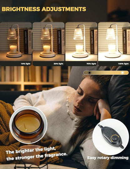 Candle Warmer Lamp with Cycle Timer, Birthday Gifts for Women Mom Her, House Warming Gifts New Home Room Decor, Wax Melt Warmer for Jar Candles with 2 Bulbs