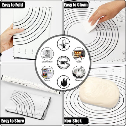 Stainless Steel Rolling Pin with Thickness Rings for Fondant, Pizza, Cookie, Pastry, Pie,Roller Rod for Dough Thickness,Rolling Pin for Baking, 13.6" with 4 Thickness Rings and Wooden Stand