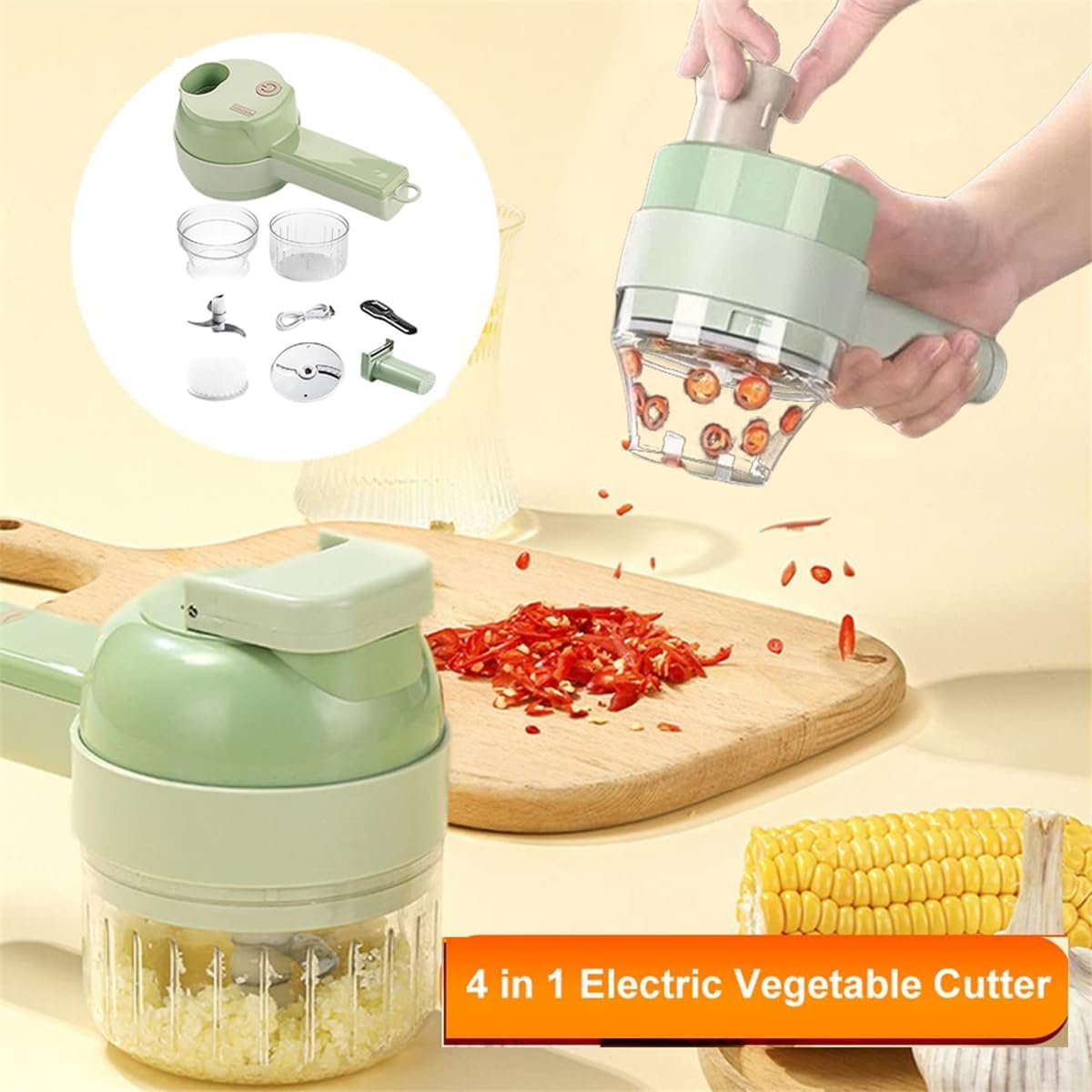 4 in 1 Electric Vegetable Cutter Set, Multifunctional Mini Electric Grinder