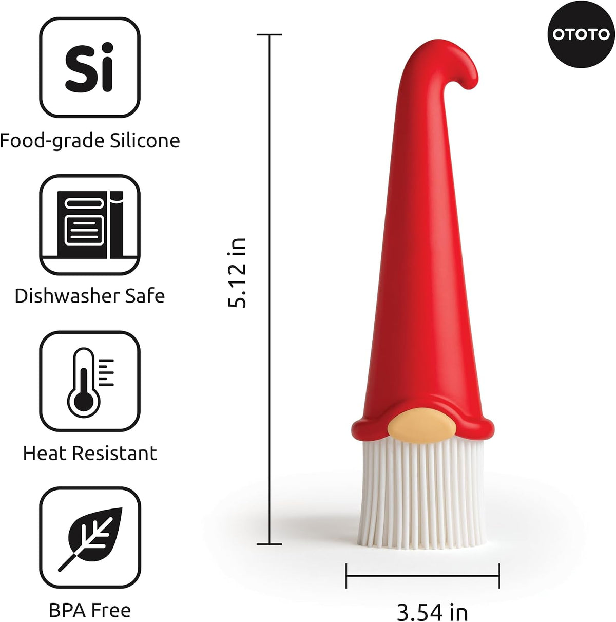 Gnomeo Pastry Brush - Silicone Basting Brush for Cooking, Spread Oil Butter Sauce for BBQ Grill Baking, Gnomes Gifts for Women, Cute Funny Kitchen Gadgets