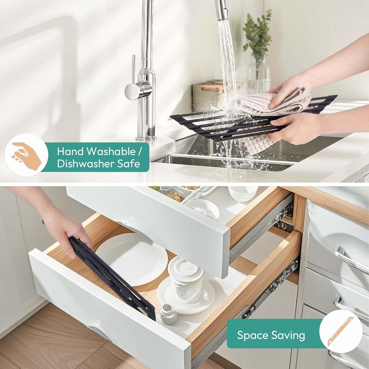 Roll Up Dish Drying Rack Over the Sink 12.5"-21.6" Expandable