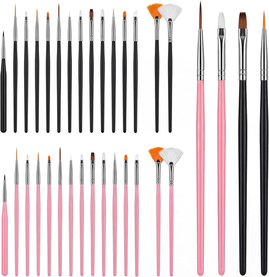 30 PCS Cake Decorating Brushes, Food Paint Brushes Cookie Paint Detail Brush Fondant Cookie Icing Pastry Brush Baking Cake Decorating Tools for DIY Painting Baking(Pink + Black)