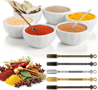 50 Pcs Mini Shovel Spoons with Plastic Box,Skull Rhinestone Tiny Spoons Keychains Necklace Set, Multicolor Metal Small Spoon for Measuring Pices,Herbs,Powder,Coffee,Sugar,Powder