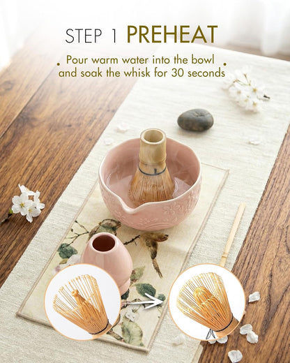 Matcha Whisk Set for Macha Lovers (Pink)