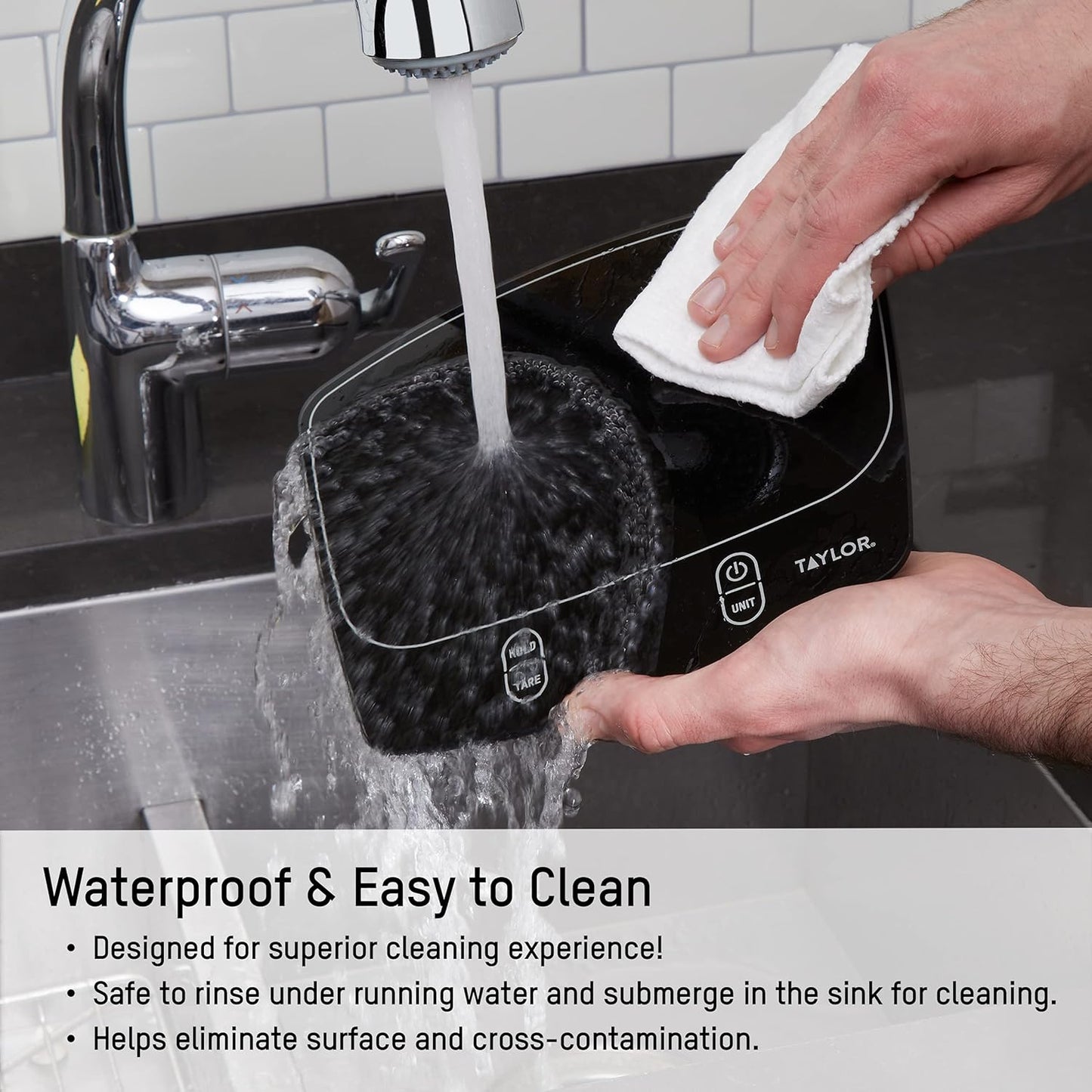 Waterproof Digital Kitchen Scale, 11 pounds, Black