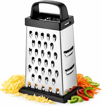 Cheese Grater, Small 4-Sided Box Grater, Stainless Steel