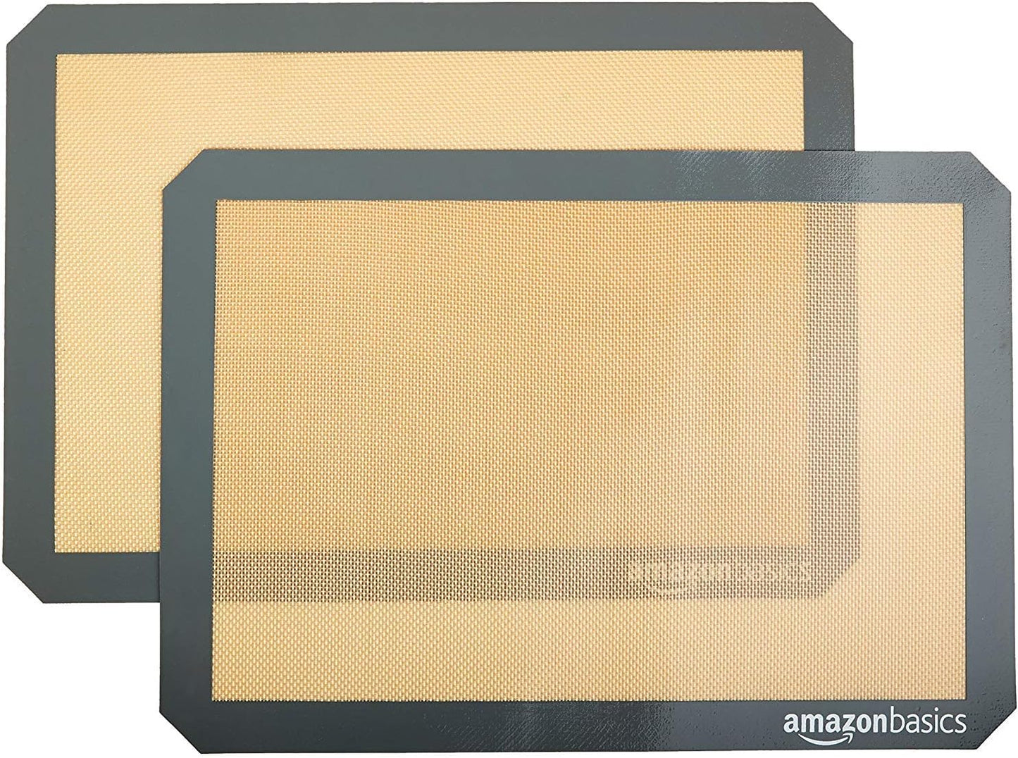 Silicone Rectangular Baking Mat, Non-Stick, Reusable, Dishwasher Safe, Food Safe, Heat Resistant, 16.5" x 11.6", Beige/Gray, 2-Pack