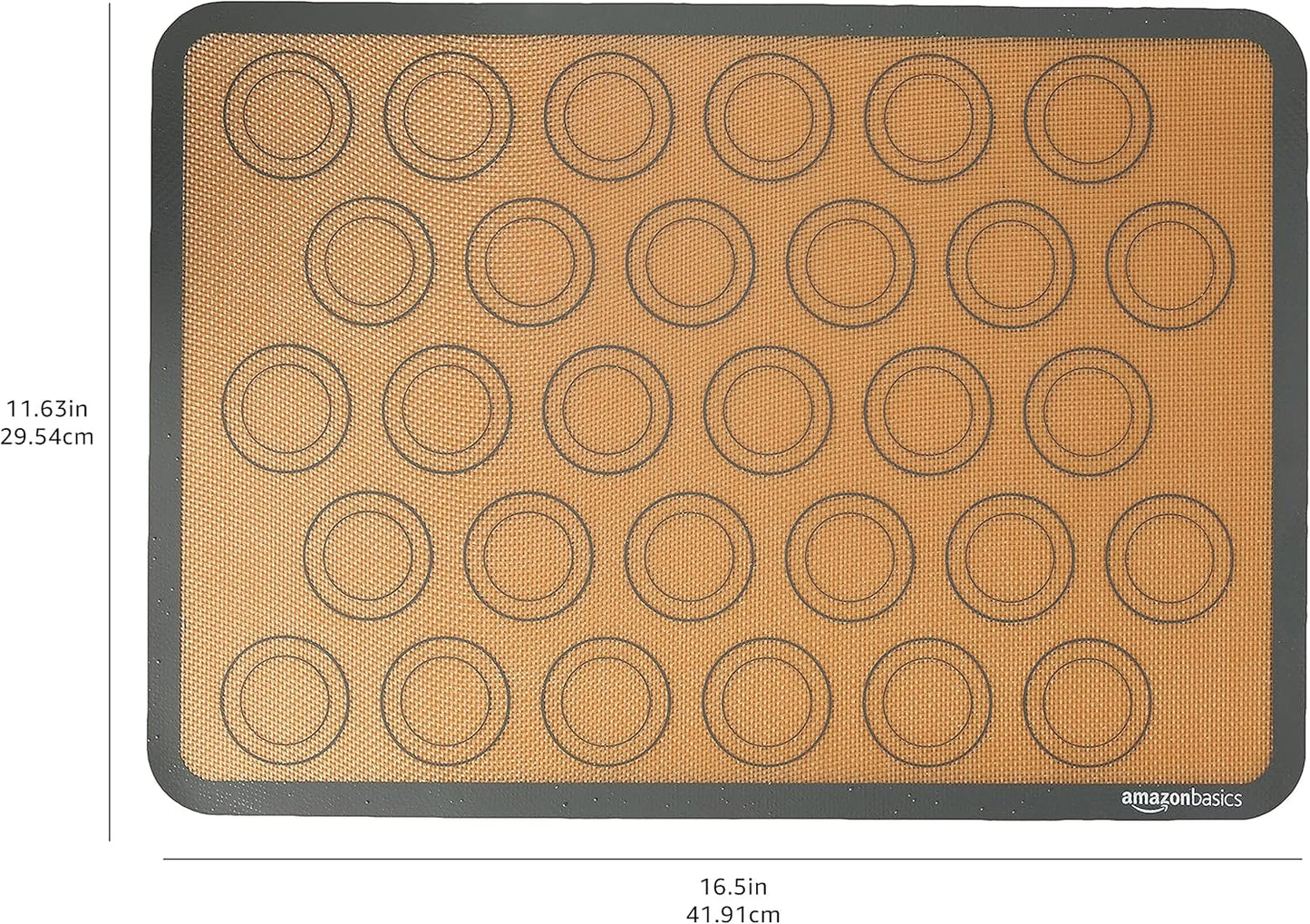 Silicone Rectangular Baking Mat, Non-Stick, Reusable, Dishwasher Safe, Food Safe, Heat Resistant, 16.5" x 11.6", Beige/Gray, 2-Pack