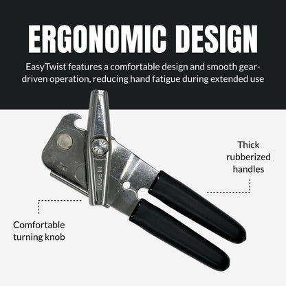 EasyTwist Heavy-Duty Swing Away Can Opener, Carbon Steel Cutting Blade