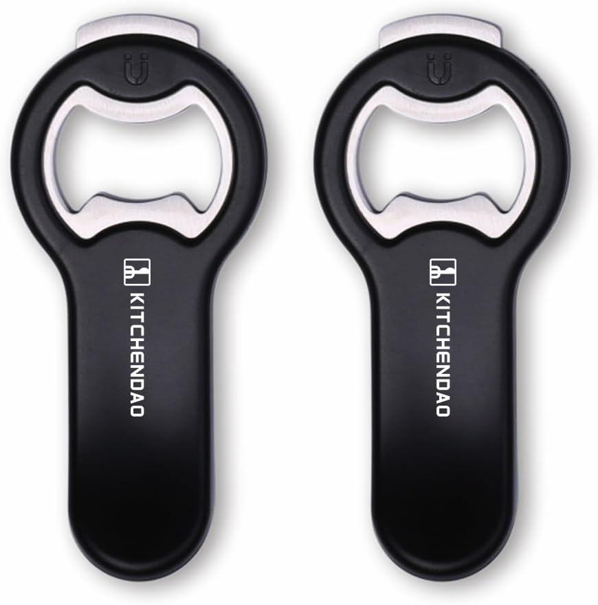 2 in 1 Magnetic Beer Bottle Opener for Fridge and RV with Cap Catcher - Pop Can Soda Can Opener, Stick to Refrigerator for Easy Storage with Magnet, Gift for Men Husband Father