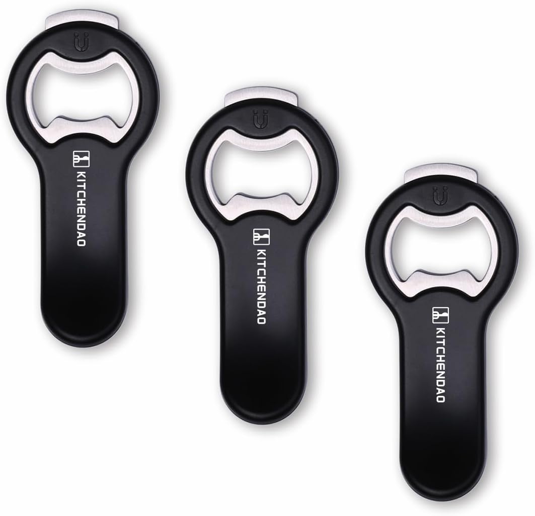 2 in 1 Magnetic Beer Bottle Opener for Fridge and RV with Cap Catcher - Pop Can Soda Can Opener, Stick to Refrigerator for Easy Storage with Magnet, Gift for Men Husband Father
