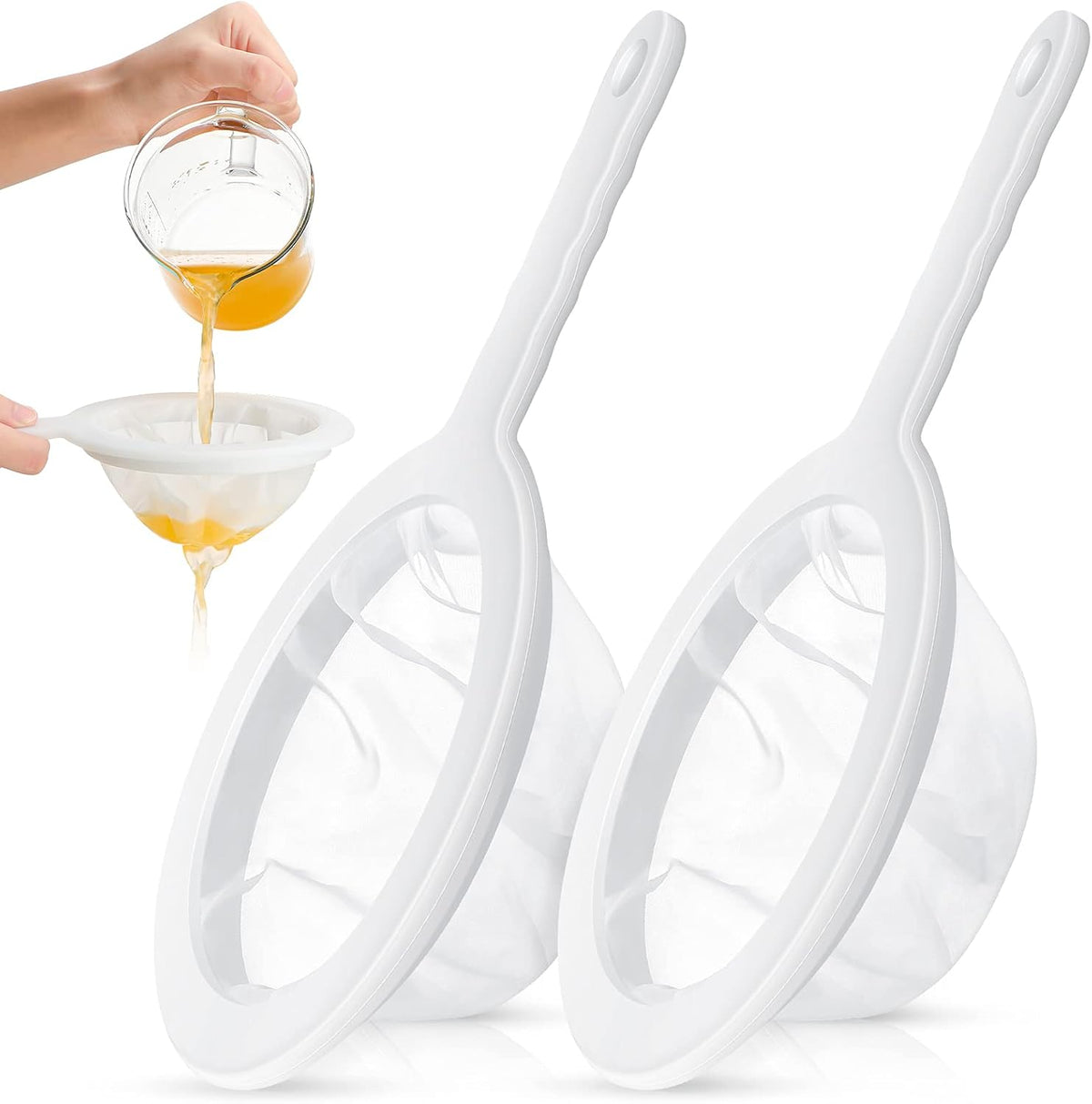 2 Pcs Ultra Fine Mesh Plastic Strainer for Kefir Grain, 120/200 Mesh