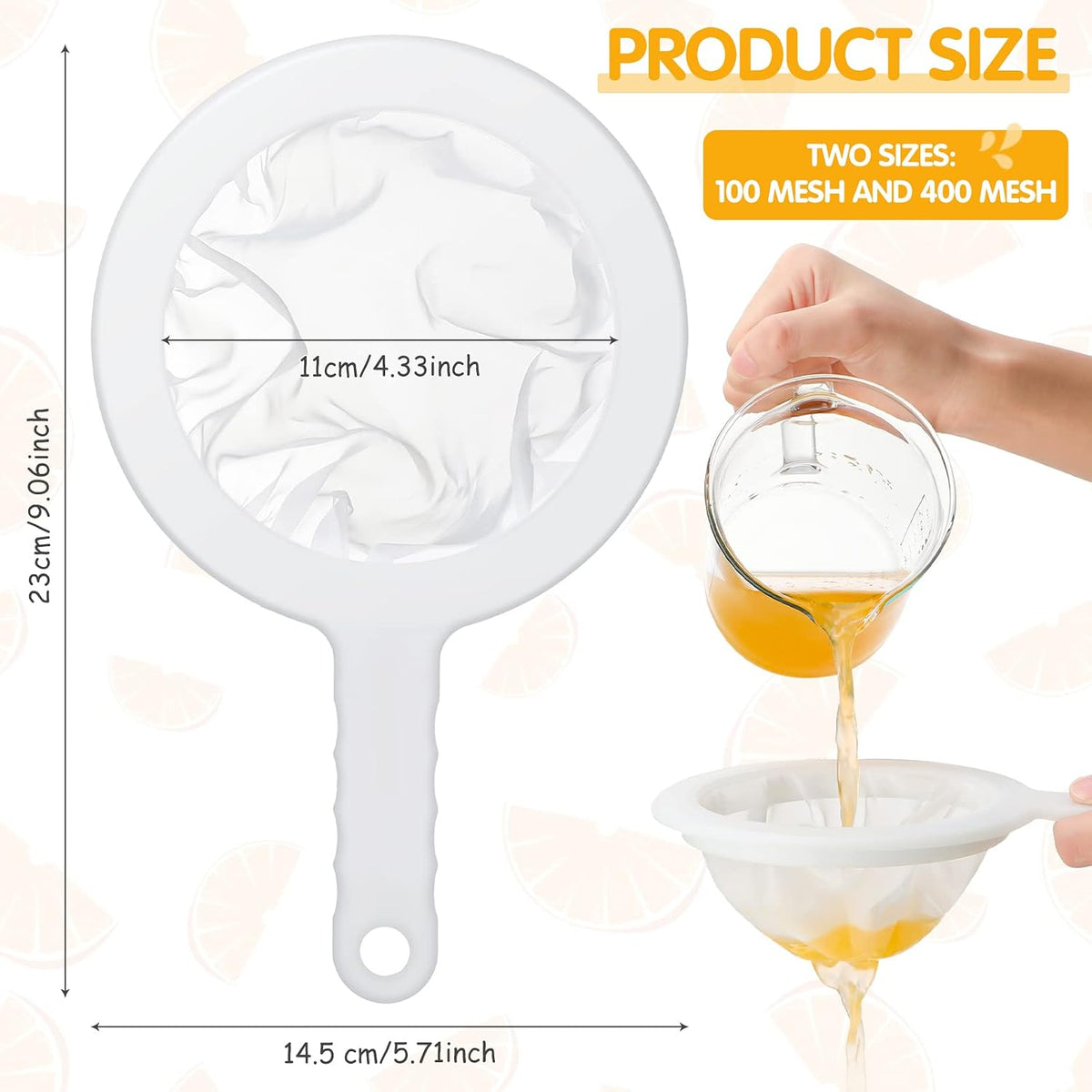 2 Pcs Ultra Fine Mesh Plastic Strainer for Kefir Grain, 120/200 Mesh