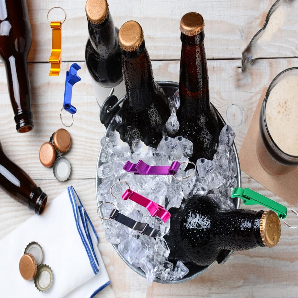Colored Aluminum Bottle Opener Keychain, Soda Beverage Beer Bottle Opener Keychain, for Kitchen/Wedding/Bar/Party