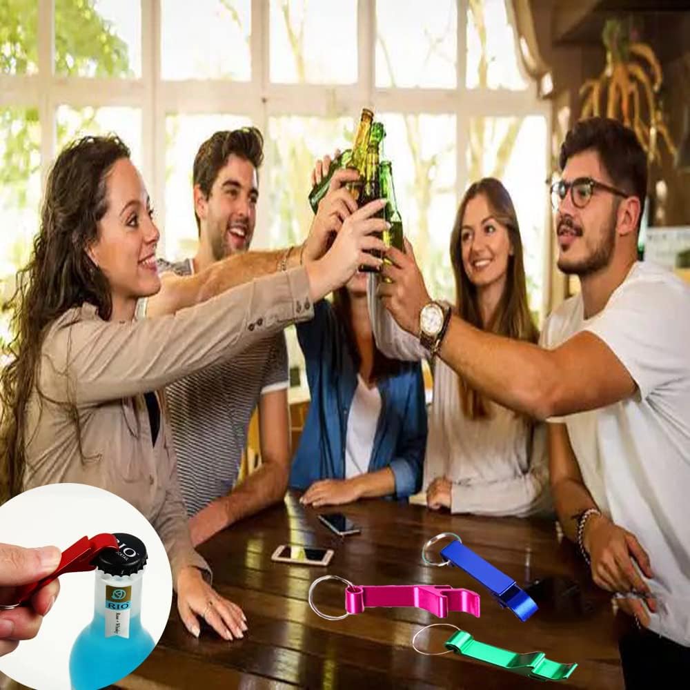 Colored Aluminum Bottle Opener Keychain, Soda Beverage Beer Bottle Opener Keychain, for Kitchen/Wedding/Bar/Party