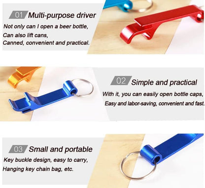 Colored Aluminum Bottle Opener Keychain, Soda Beverage Beer Bottle Opener Keychain, for Kitchen/Wedding/Bar/Party