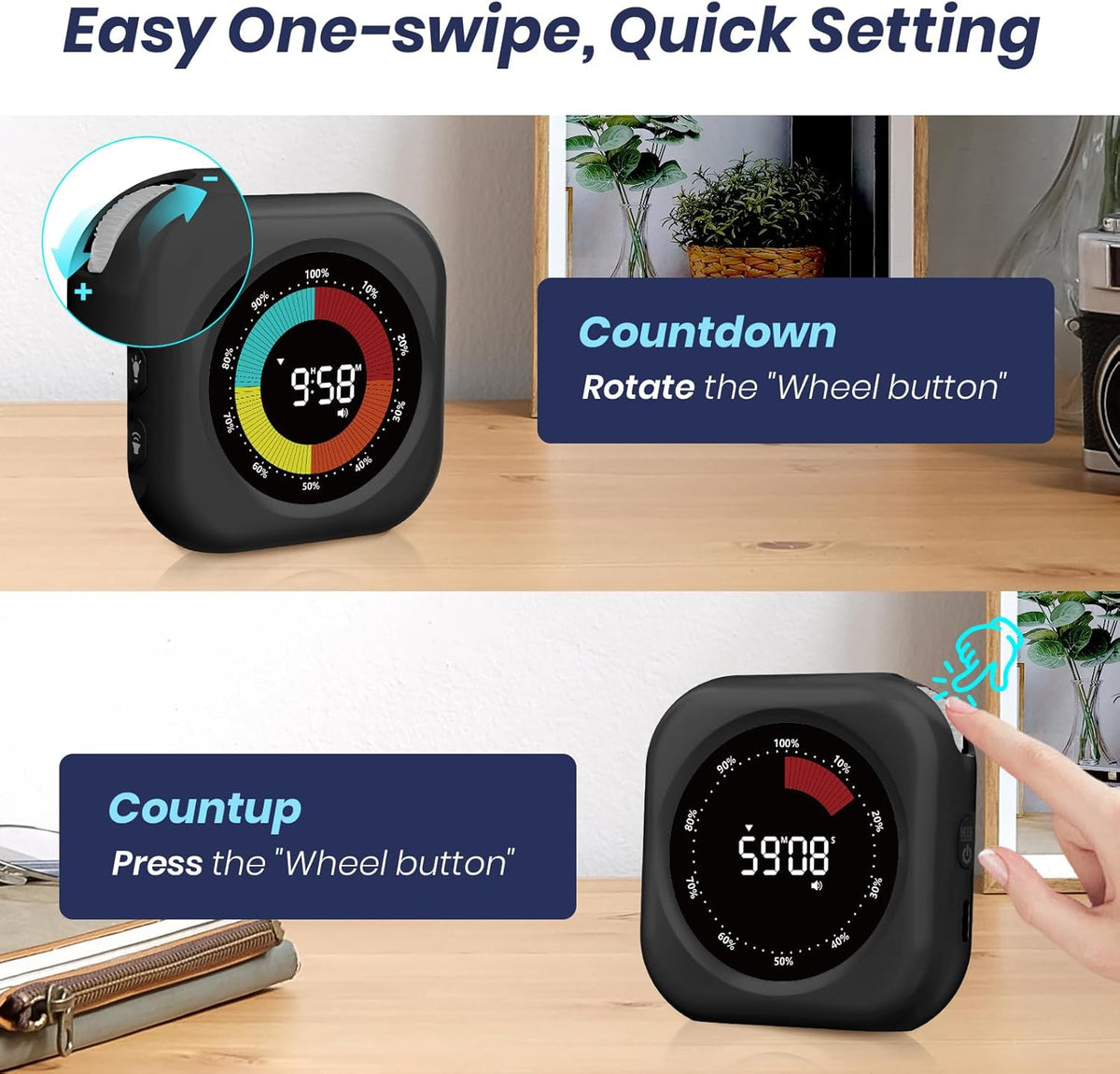 Visual Timer for Kids, Rechargeable 10-Hour Countdown/Up Timer