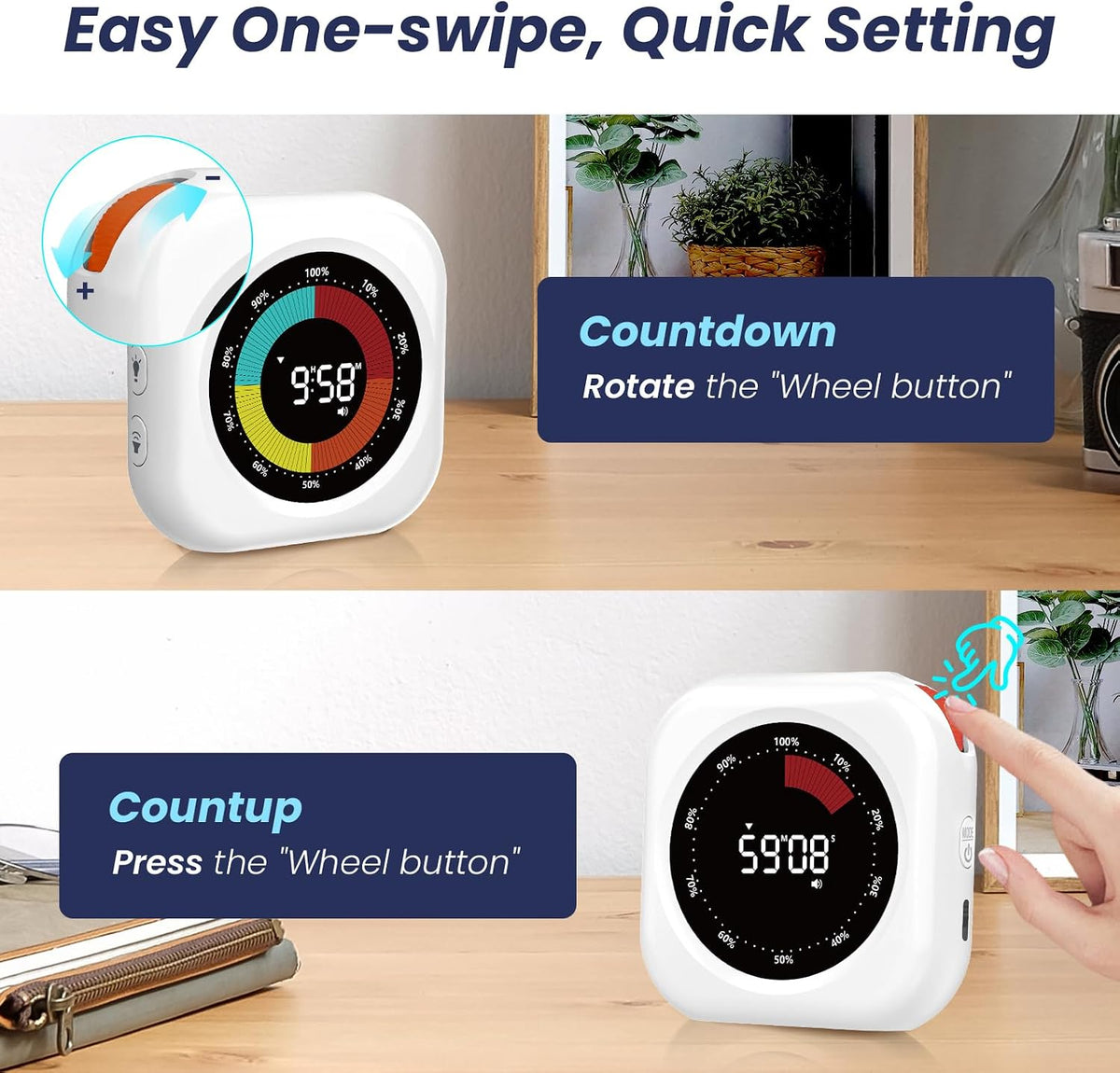 Visual Timer for Kids, Rechargeable 10-Hour Countdown/Up Timer