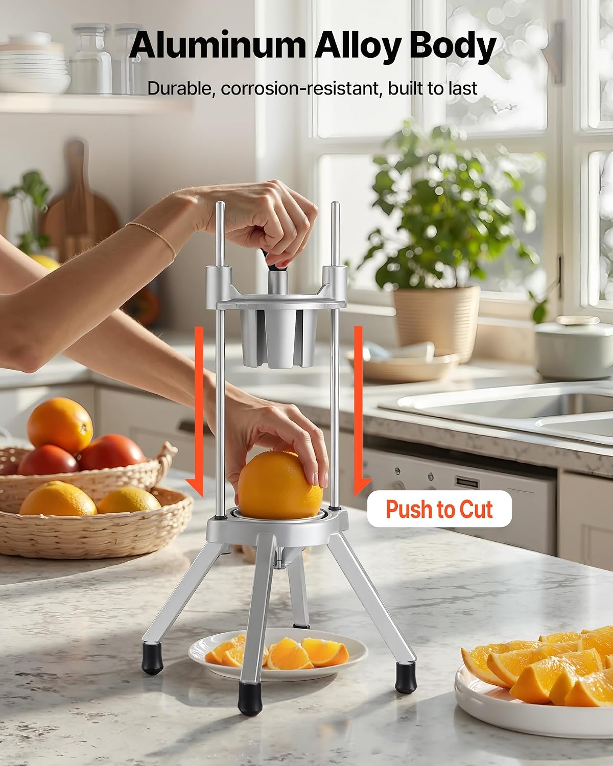 Commercial French Fry Cutter, Stainless Steel Vegetable Fruit Chopper with 3 Replacement Blades 1/2-Inch 3/8-Inch 1/4-Inch, Manual Potato Slicer Dicer for Restaurants & Home Kitchen