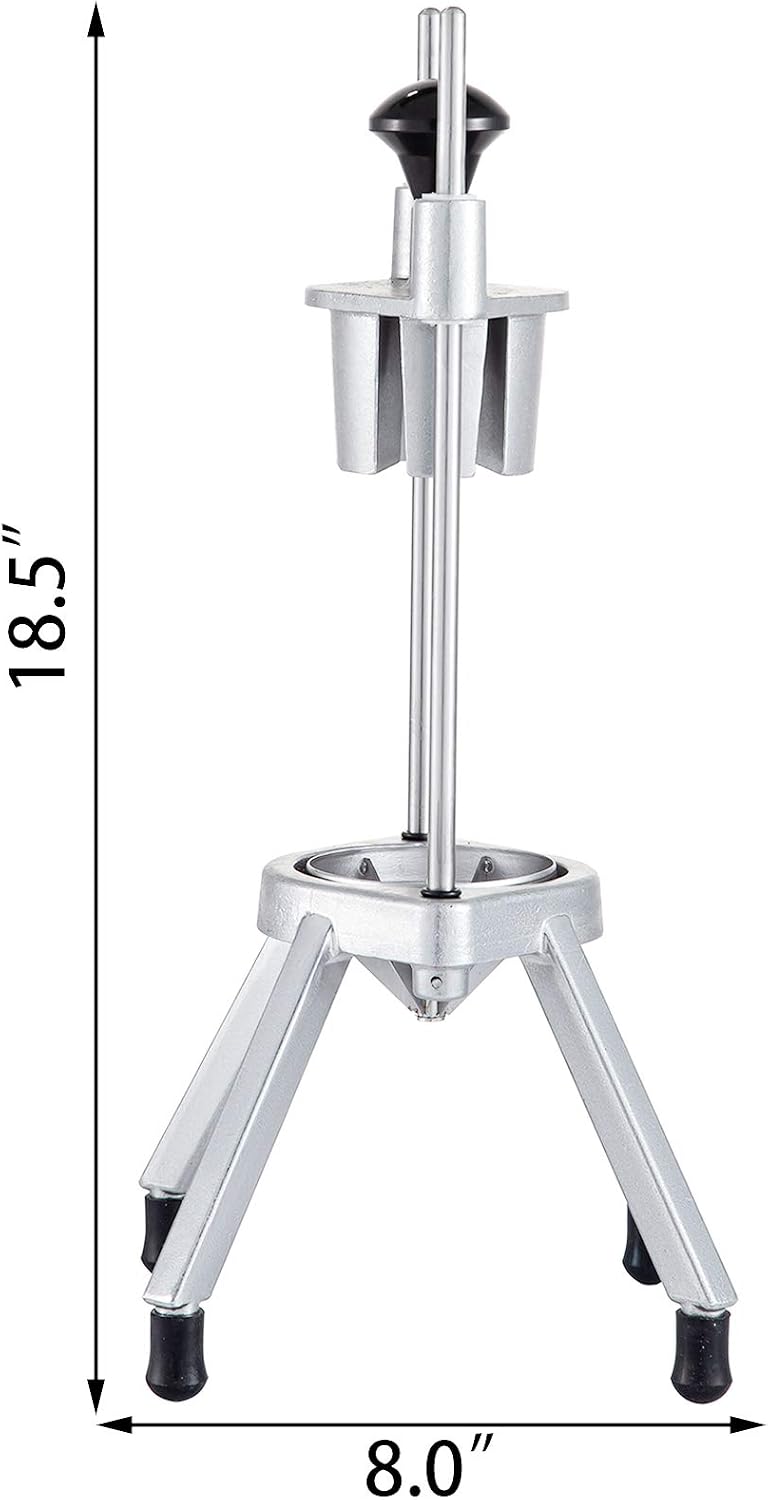Commercial French Fry Cutter, Stainless Steel Vegetable Fruit Chopper with 3 Replacement Blades 1/2-Inch 3/8-Inch 1/4-Inch, Manual Potato Slicer Dicer for Restaurants & Home Kitchen