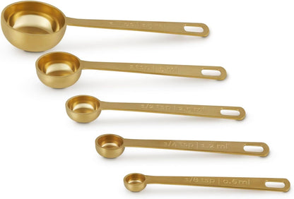 Stainless Steel Measuring Spoons, Gold Finish, Set of 5