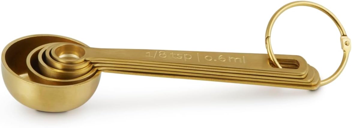 Stainless Steel Measuring Spoons, Gold Finish, Set of 5