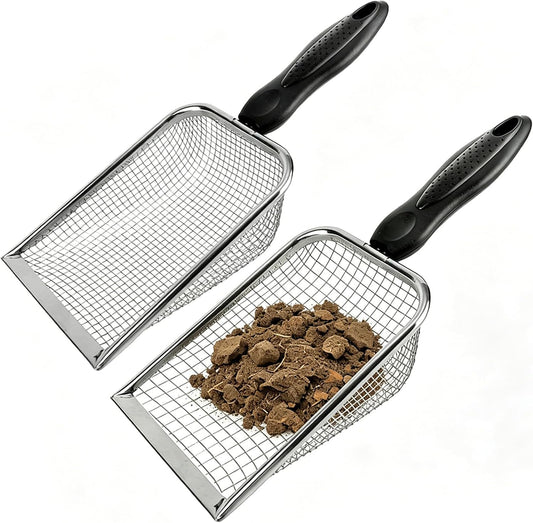 2 Pcs Gardening Soil Sifter, Handheld Shovel, Garden Sieve with Handle | 3.8mm and 5mm Mesh, Portable, For Sand Soil Dirt Compost, 2 Set