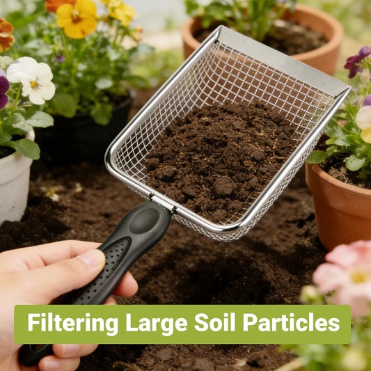 2 Pcs Gardening Soil Sifter, Handheld Shovel, Garden Sieve with Handle | 3.8mm and 5mm Mesh, Portable, For Sand Soil Dirt Compost, 2 Set