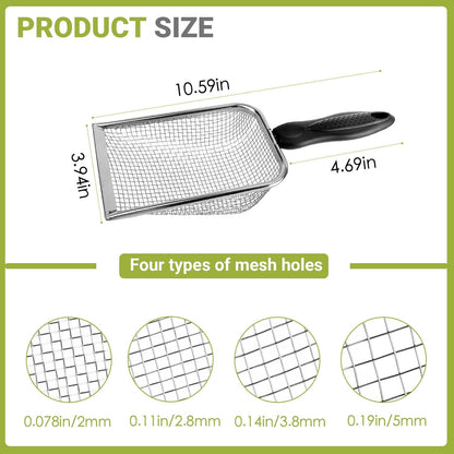 2 Pcs Gardening Soil Sifter, Handheld Shovel, Garden Sieve with Handle | 3.8mm and 5mm Mesh, Portable, For Sand Soil Dirt Compost, 2 Set