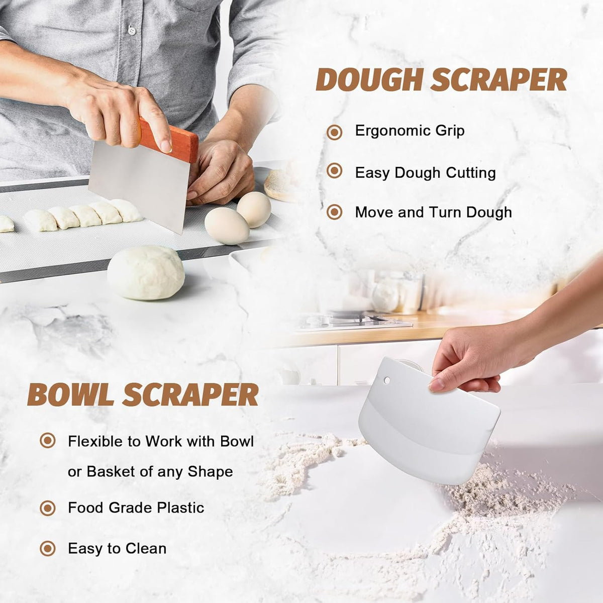 Sourdough Proofing Basket Gift Set, 9" Round and 10" Oval Banneton Bread Baking Supplies, Sourdough Baskets with Bread Lame, Danish Whish, Bowl Scraper, Sourdough Scraper, and Linen Liner