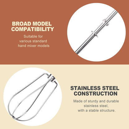 2 Pcs Stainless Steel Hand Mixer Beaters Replacement Attachments Universal Whisks for Baking Mixing Eggs Cream Dough Kitchen Electric Blender Parts Whipping Wire Rods Set